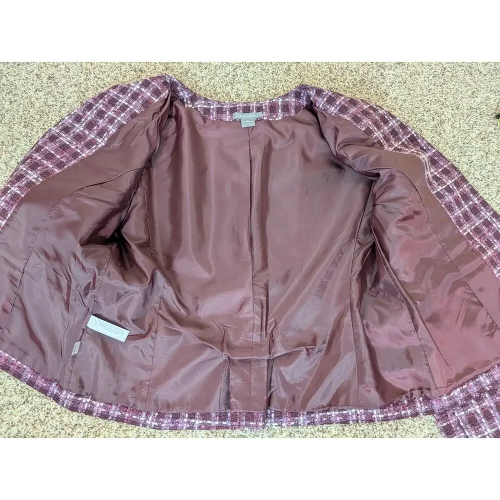 Ann Taylor Womens Size 16 Purple Tweed Jacket Hook And Eye Closure Equestrian